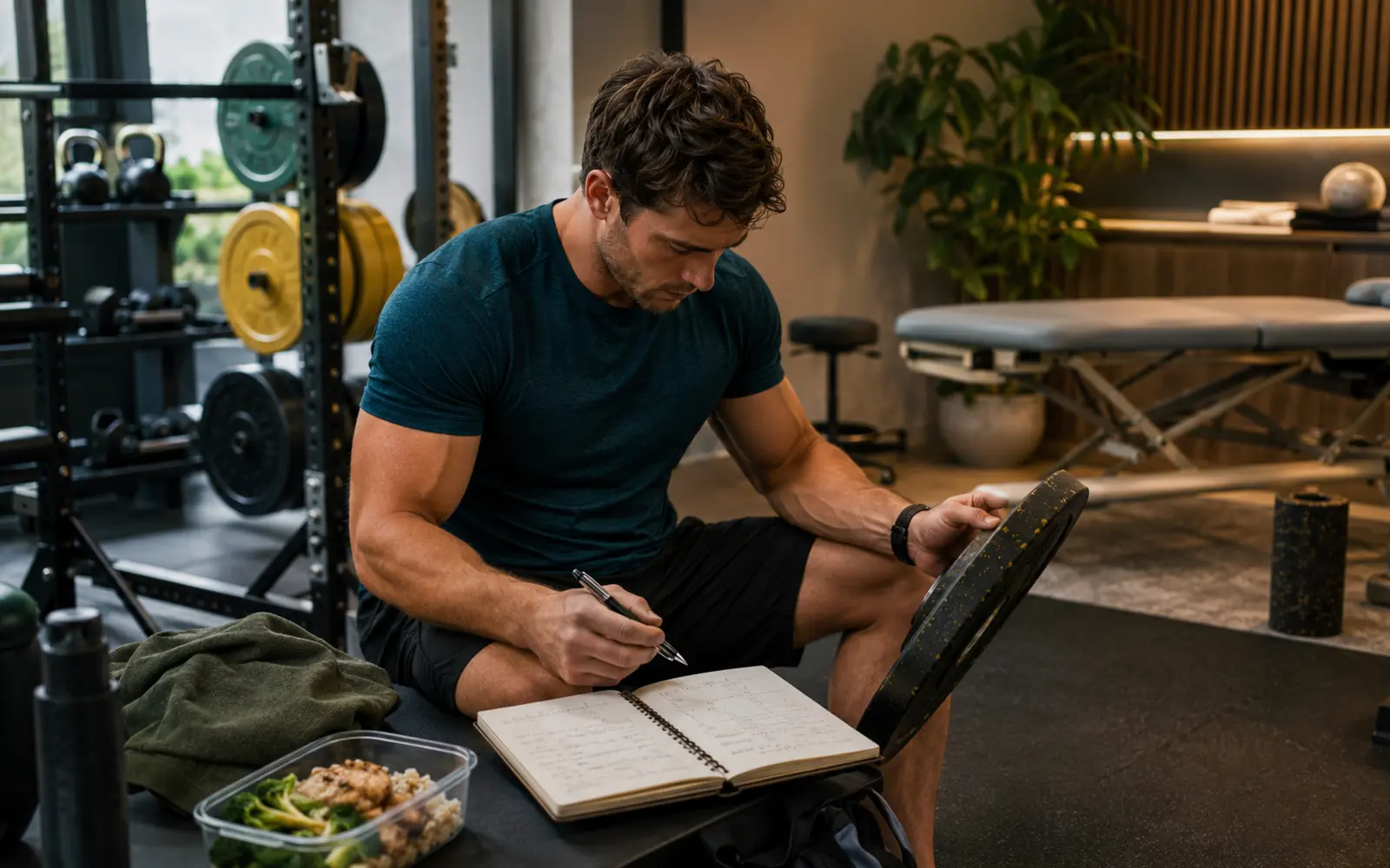 Praticante de musculação revisa treino, alimentação e carga diante de resultados estagnados