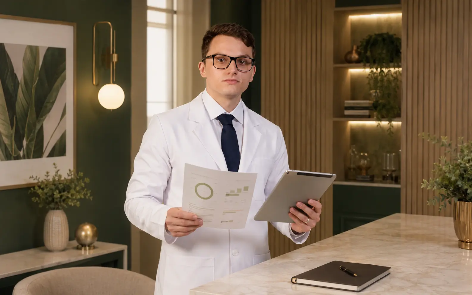 Dr. Henrique Zanuto avaliando exames relacionados a magnésio, vitamina D e vitaminas do complexo B