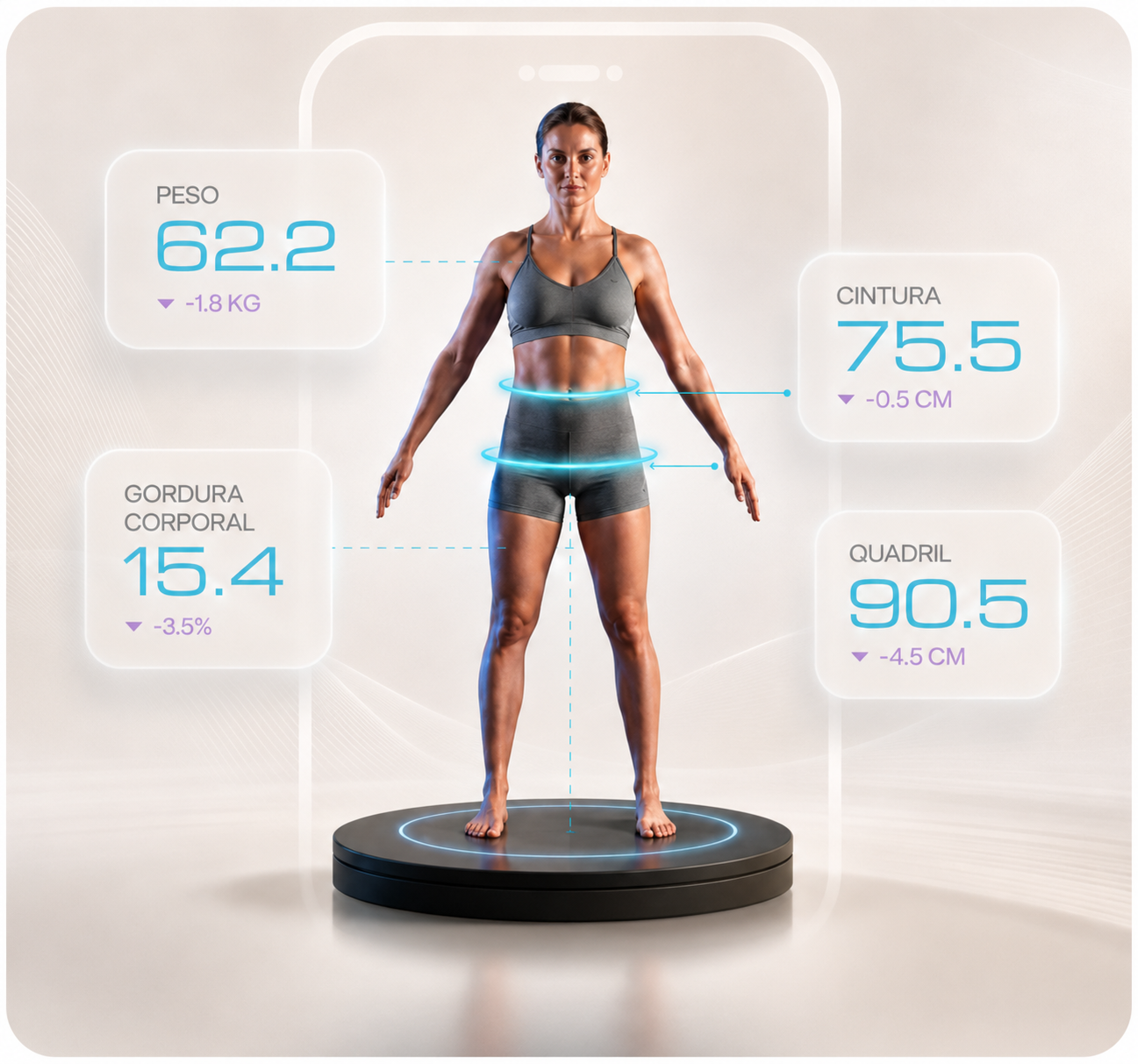 Scanner corporal 3D Bodygee utilizado na avaliação de composição corporal da Clínica Zanuto